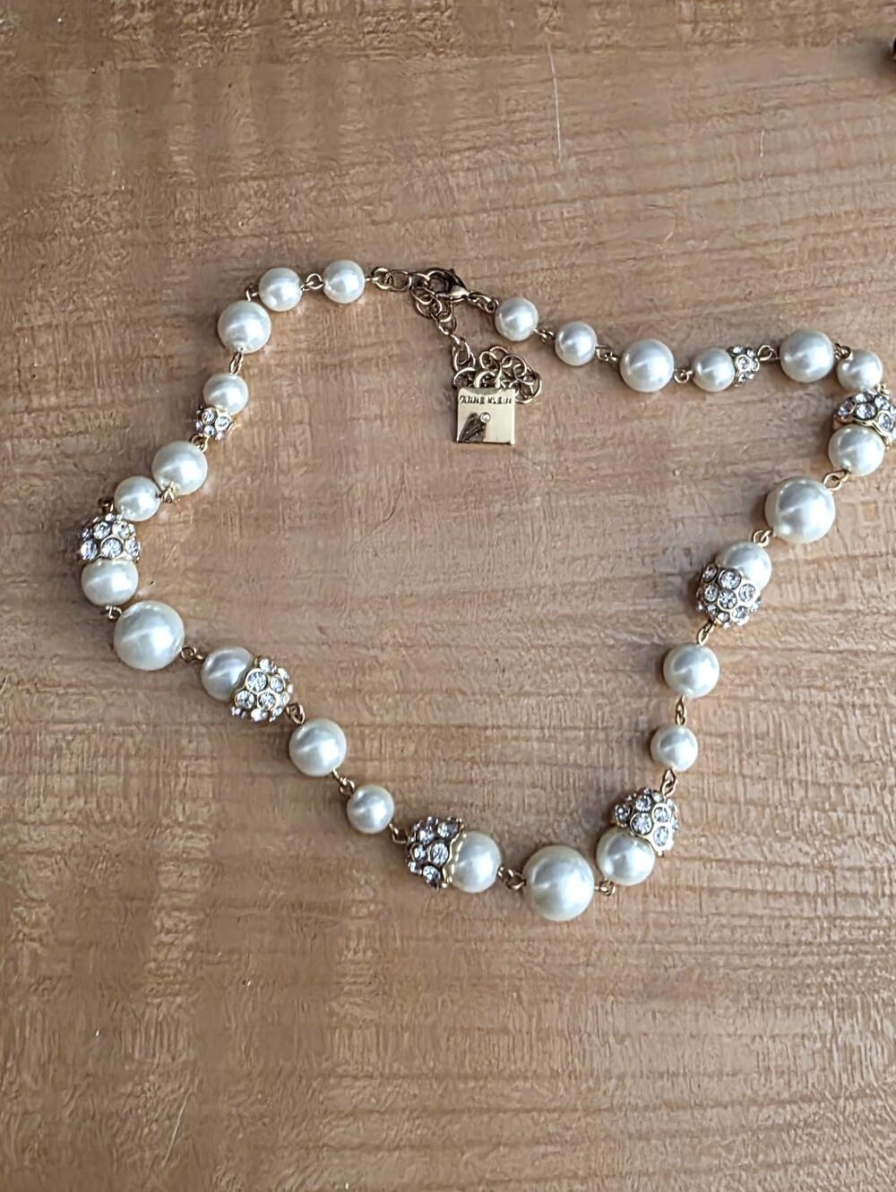 Anne Klein Gold-Tone Pearl Necklace with Crystal Accents